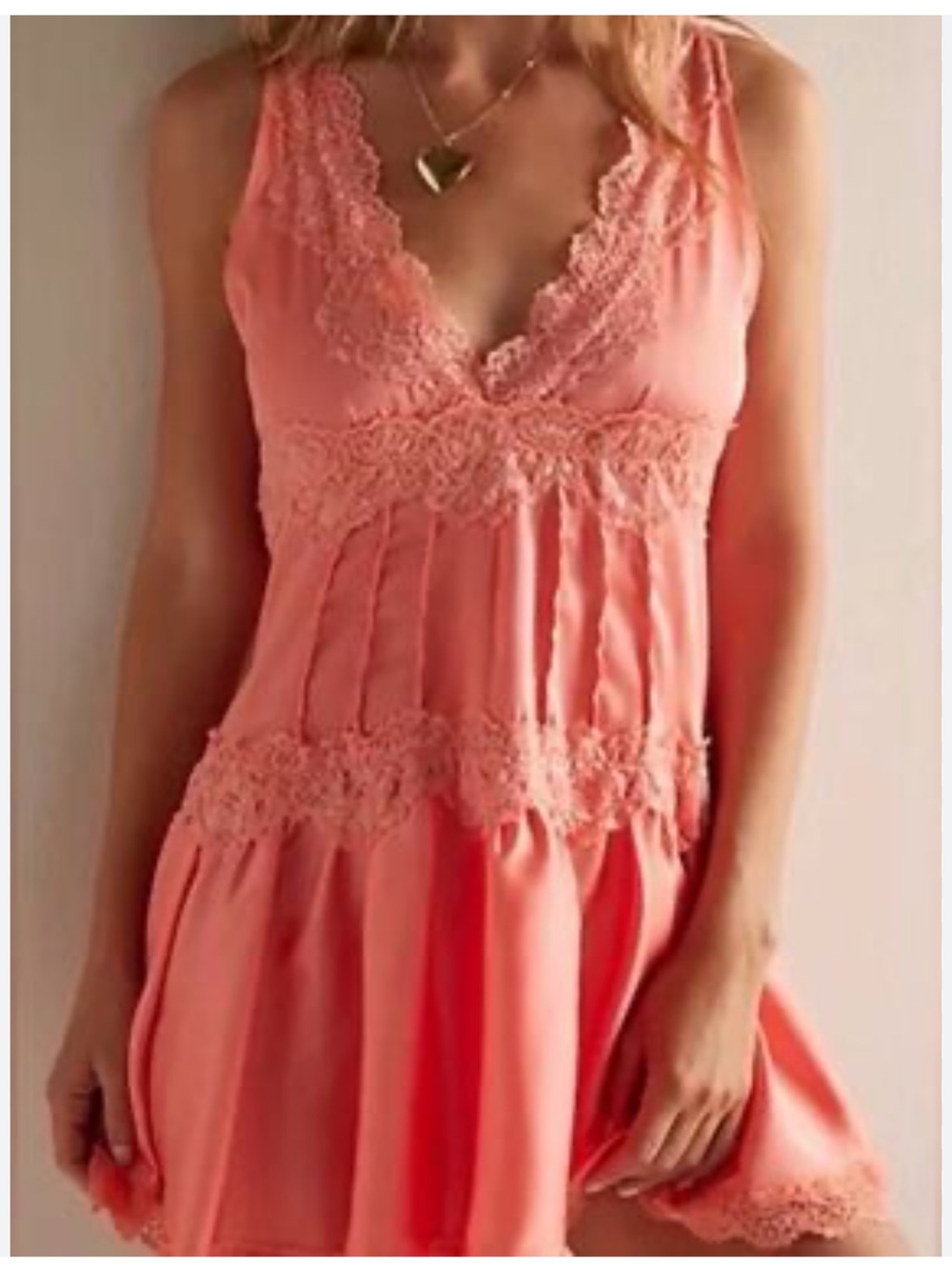 Free People In This Groove Satin Mini Slip Desert Blossom